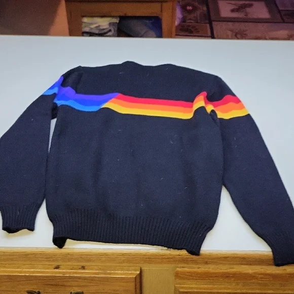OP Black Sweater with Multicolor Stripe - Picture 5 of 6